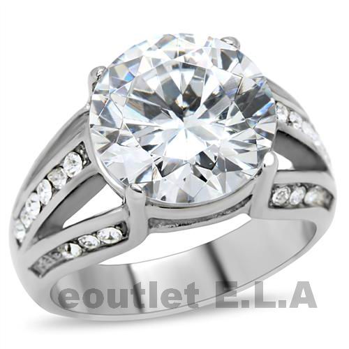 9.24CT CZ SOLITAIRE PLUS STAINLESS STEEL RING-size 5/7